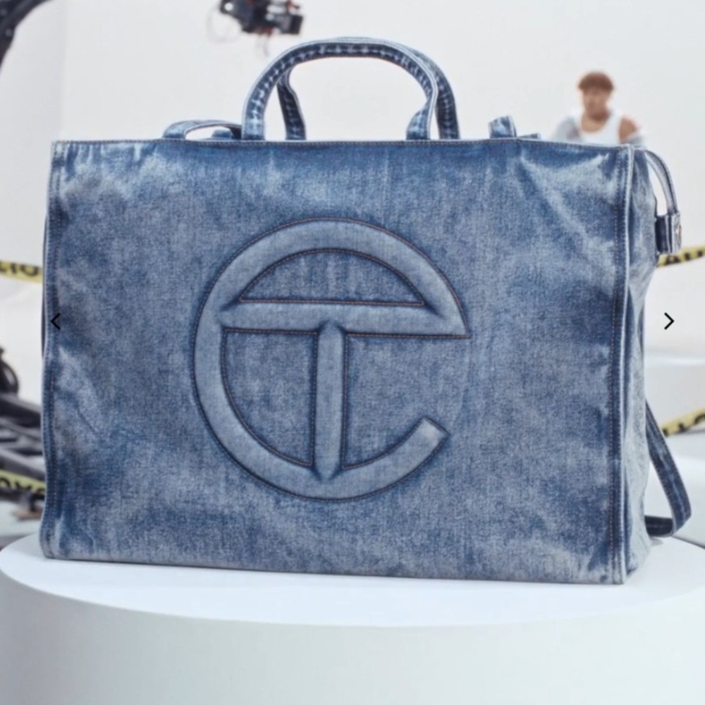 Telfar Blue Briefcase with Embossed Logo